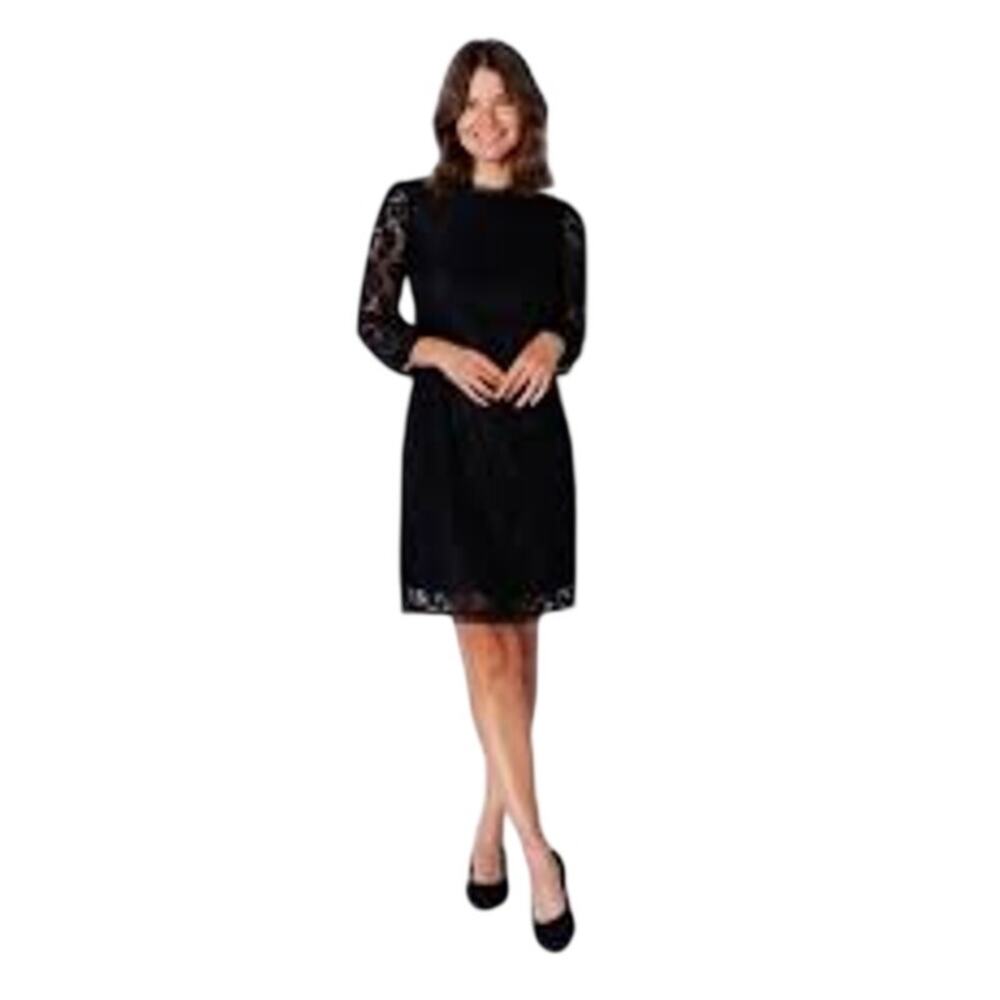 Isaac Mizrahi Black Stretch Lace Illusion Dress Whimsygoth S